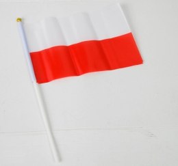 Flaga biało - czerwona Polska chorągiewki 12szt. 15,5 x 21,3 cm | 0011