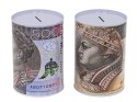 Skarbonka metalowa puszka PLN złoty , 15x10cm