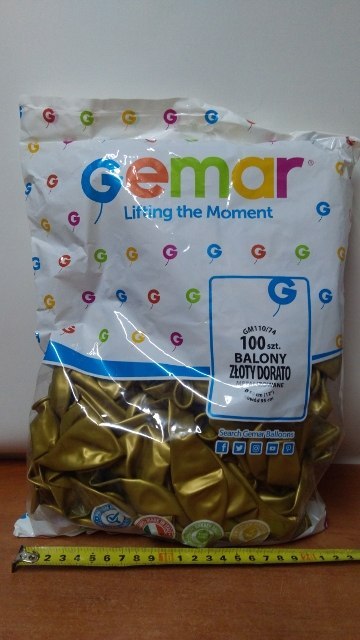 Balony Gemar 12" 30cm , metalik złoty dorato100 szt GM110/74