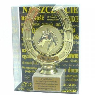 Statuetka podkowa z koniem BABCIA 15,2cm