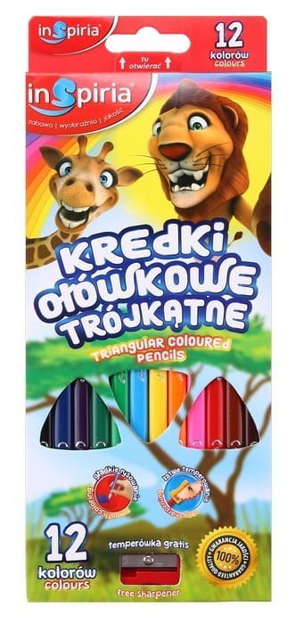 Kredki 12szt trójkątne INSPIRIA 3934